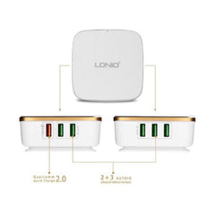 LDNIO A6704 Smart Desktop Charger Qualcomm 3.0 Charger 6 Port USB - Qwikfone.com