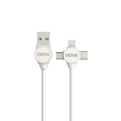 Vidvie CB431 2.4A Micro - Lightning - Type-C USB 3in1 Data cable - White - Qwikfone.com